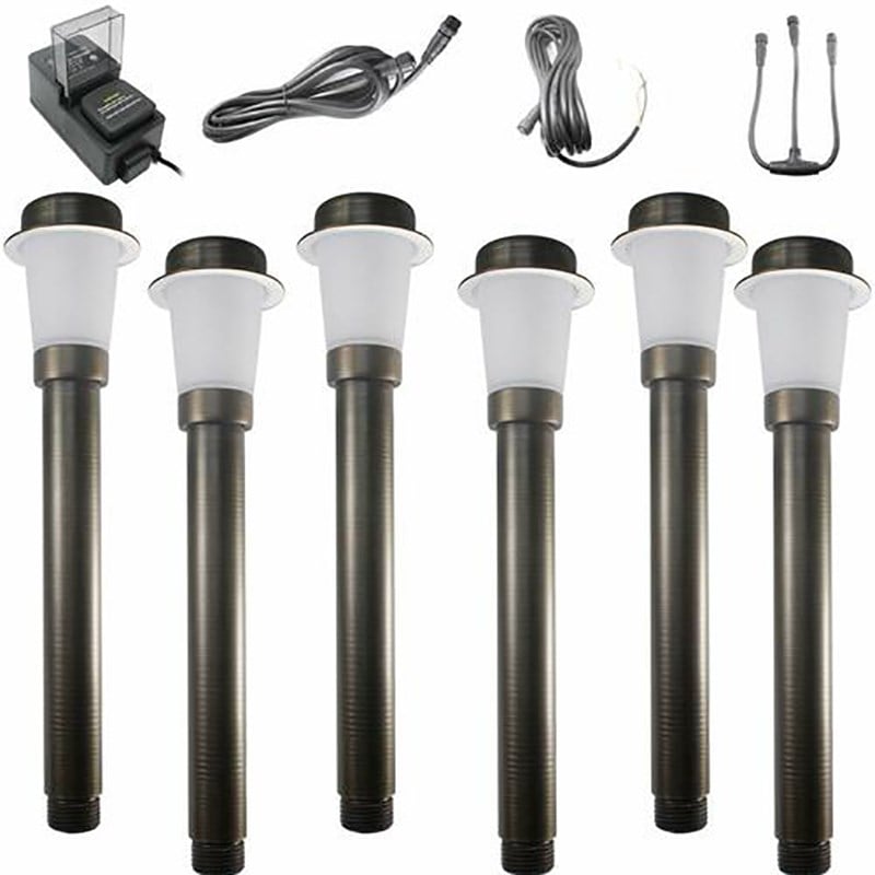 AQ Lighting 6-Piece Brass LED Mini Area Light Fixture Pro Kit in Bronze