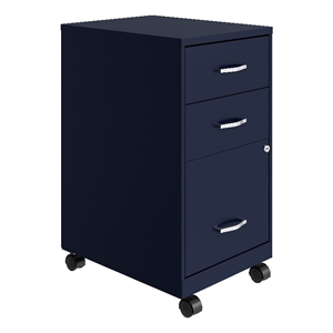Orison 18&quotD 3 Drawer Mobile Metal Organizer File Cabinet - Navy