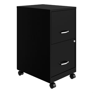 Orison 18&quot 2 Drawer Mobile Ultra Pedestal Metal File Cabinet - Black