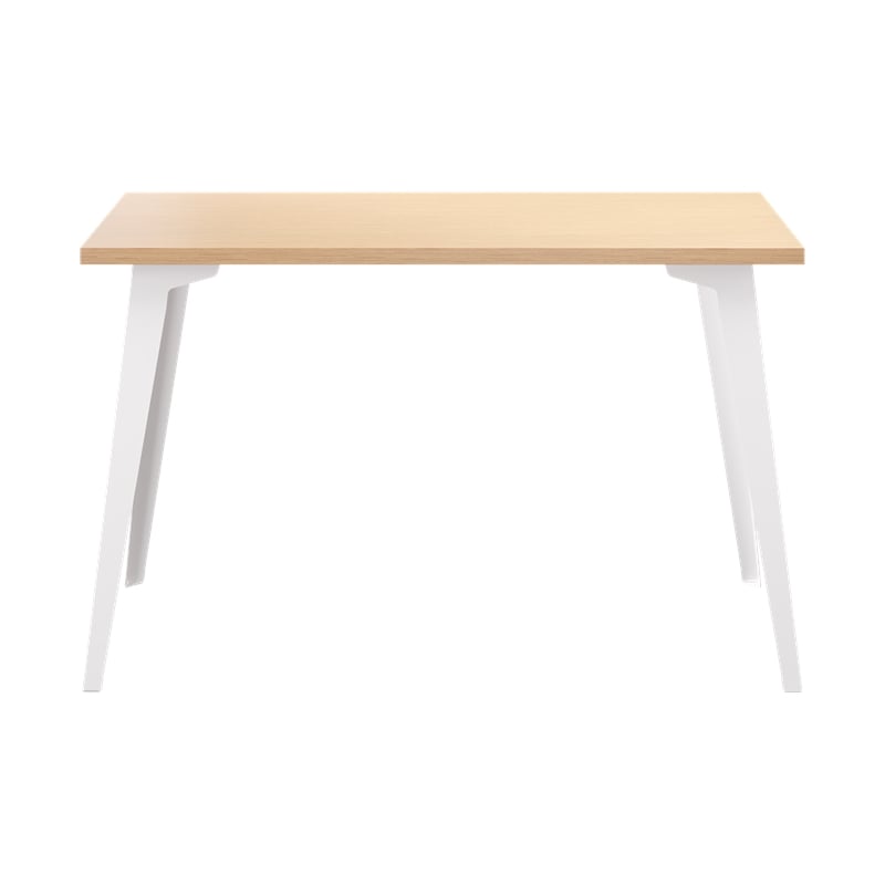 Orison 24x48 Mid Century Modern Metal Desk - Alpine White / Platinum Oak