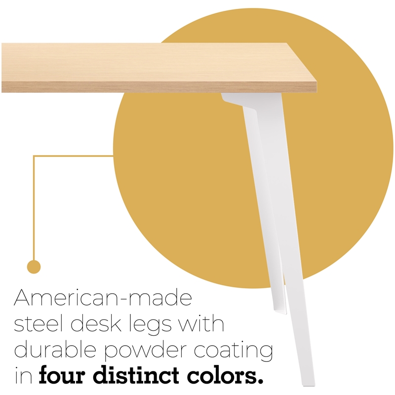 Orison 24x48 Mid Century Modern Metal Desk - Alpine White / Platinum Oak