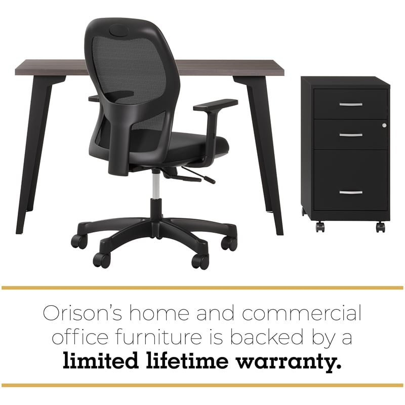 Orison 24x48 Mid Century Modern Metal Desk - Black / Trail Walnut