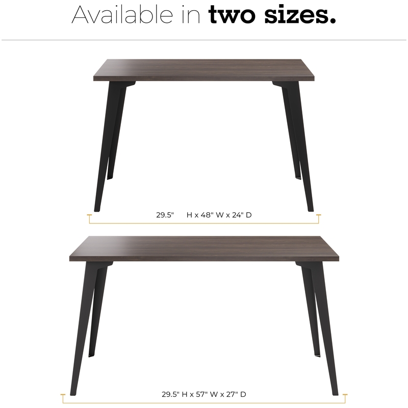 Orison 24x48 Mid Century Modern Metal Desk - Black / Trail Walnut