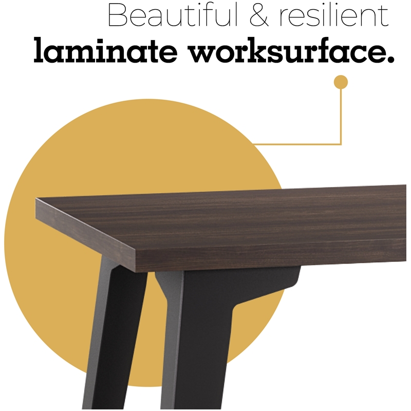 Orison 24x48 Mid Century Modern Metal Desk - Black / Trail Walnut