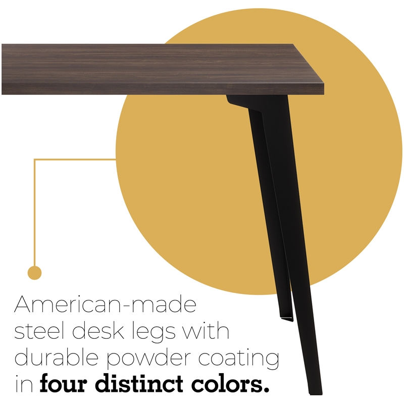 Orison 24x48 Mid Century Modern Metal Desk - Black / Trail Walnut