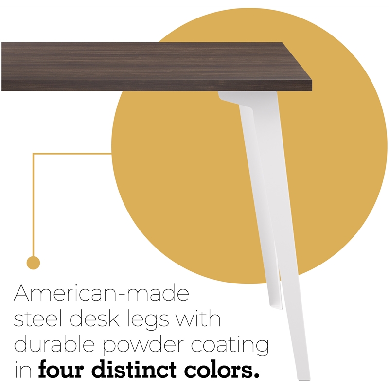 Orison 24x48 Mid Century Modern Metal Desk - Alpine White / Trail Walnut