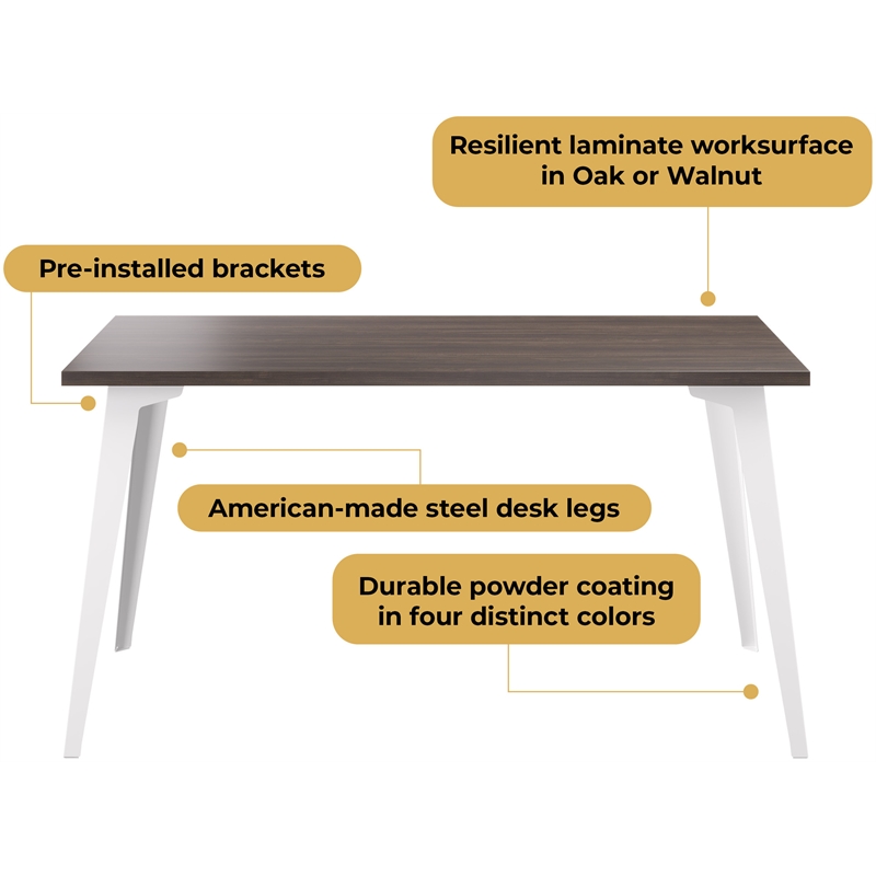Orison 24x48 Mid Century Modern Metal Desk - Alpine White / Trail Walnut