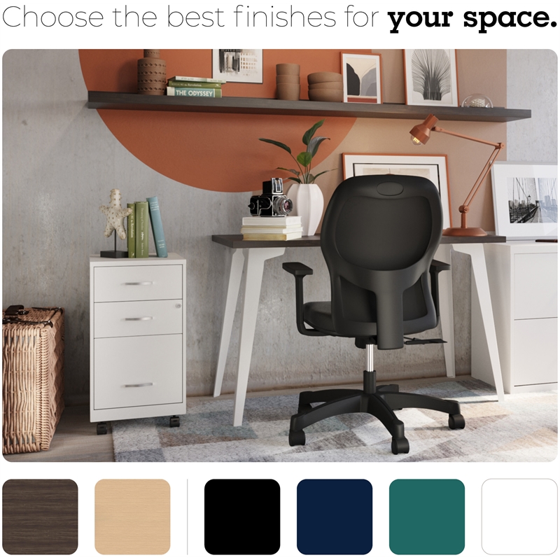 Orison 24x48 Mid Century Modern Metal Desk - Alpine White / Trail Walnut