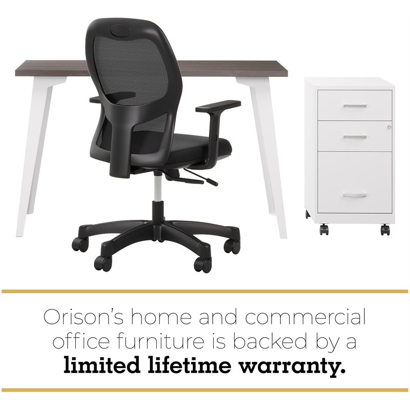 Orison 24x48 Mid Century Modern Metal Desk - Alpine White / Trail Walnut