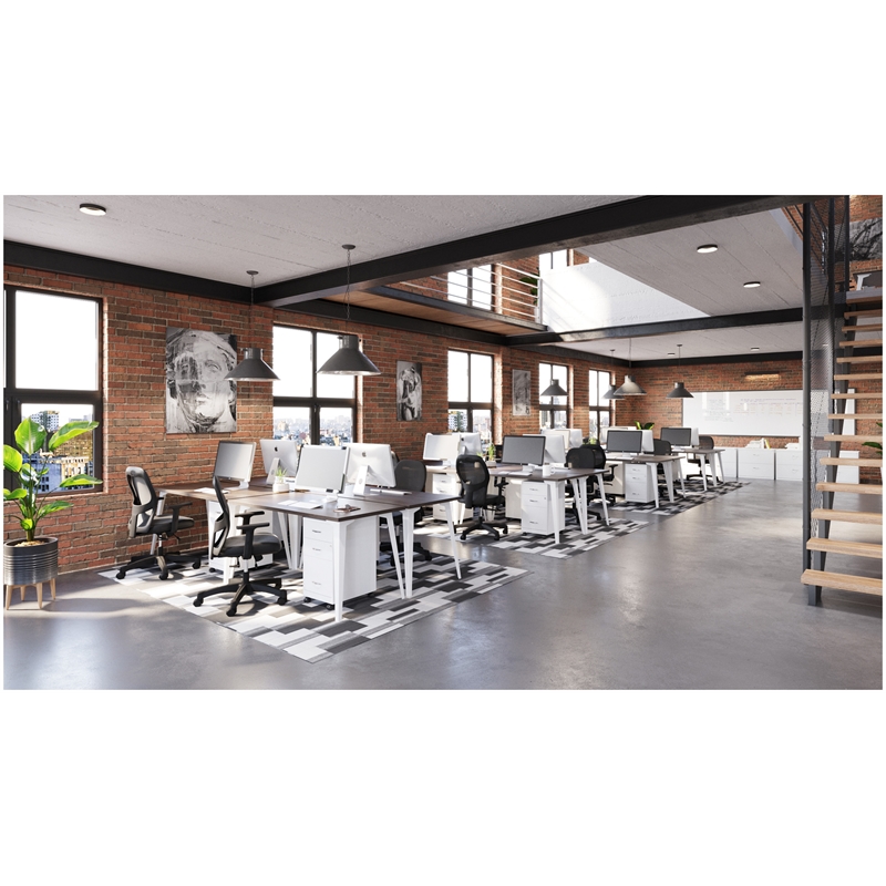 Orison 24x48 Mid Century Modern Metal Desk - Alpine White / Trail Walnut