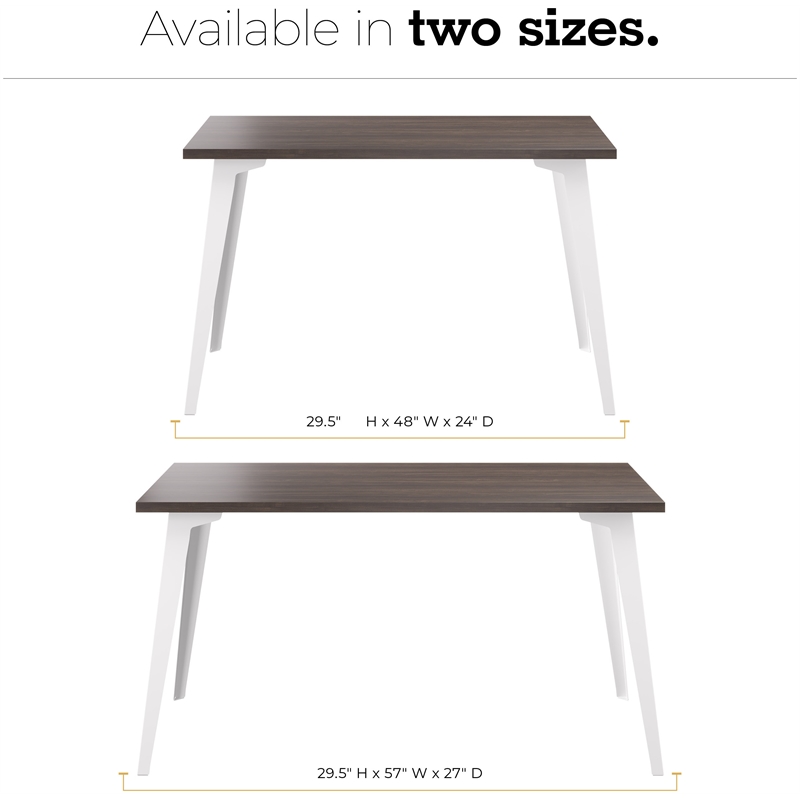 Orison 24x48 Mid Century Modern Metal Desk - Alpine White / Trail Walnut