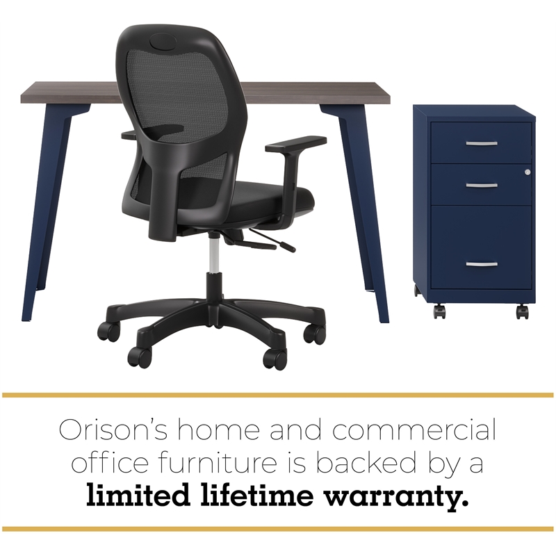 Orison 24x48 Mid Century Modern Metal Desk - Navy / Trail Walnut