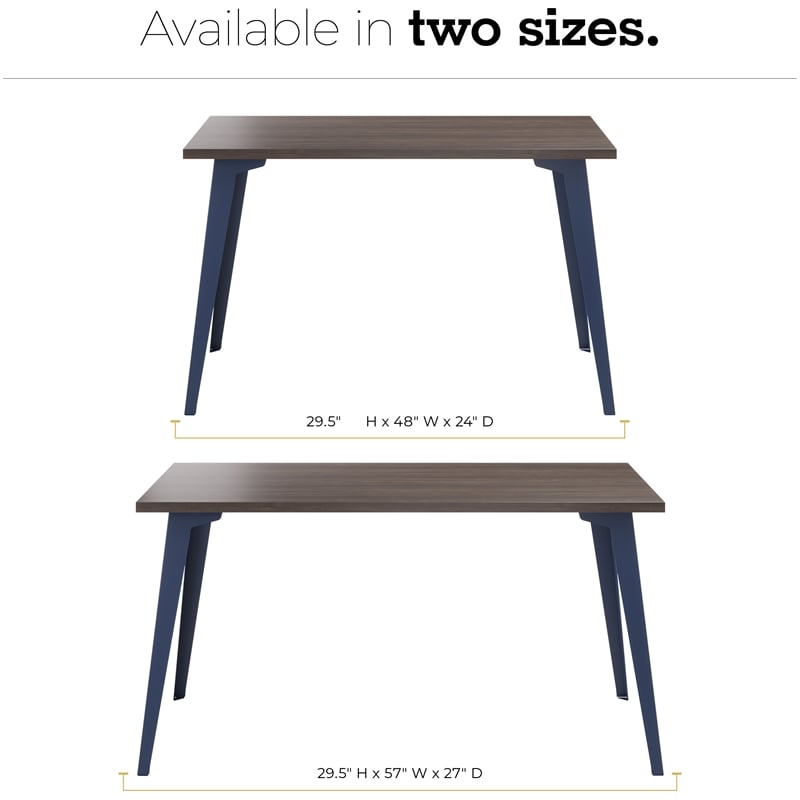 Orison 24x48 Mid Century Modern Metal Desk - Navy / Trail Walnut