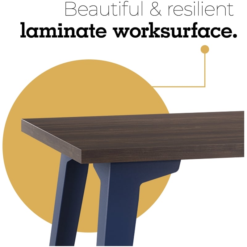Orison 24x48 Mid Century Modern Metal Desk - Navy / Trail Walnut