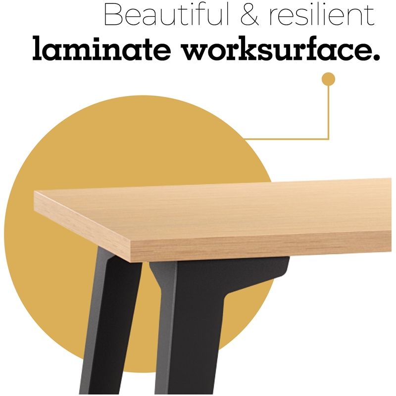 Orison 27x57 Mid Century Modern Metal Desk - Black / Platinum Oak