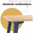 Orison 27x57 Mid Century Modern Metal Desk - Navy / Platinum Oak