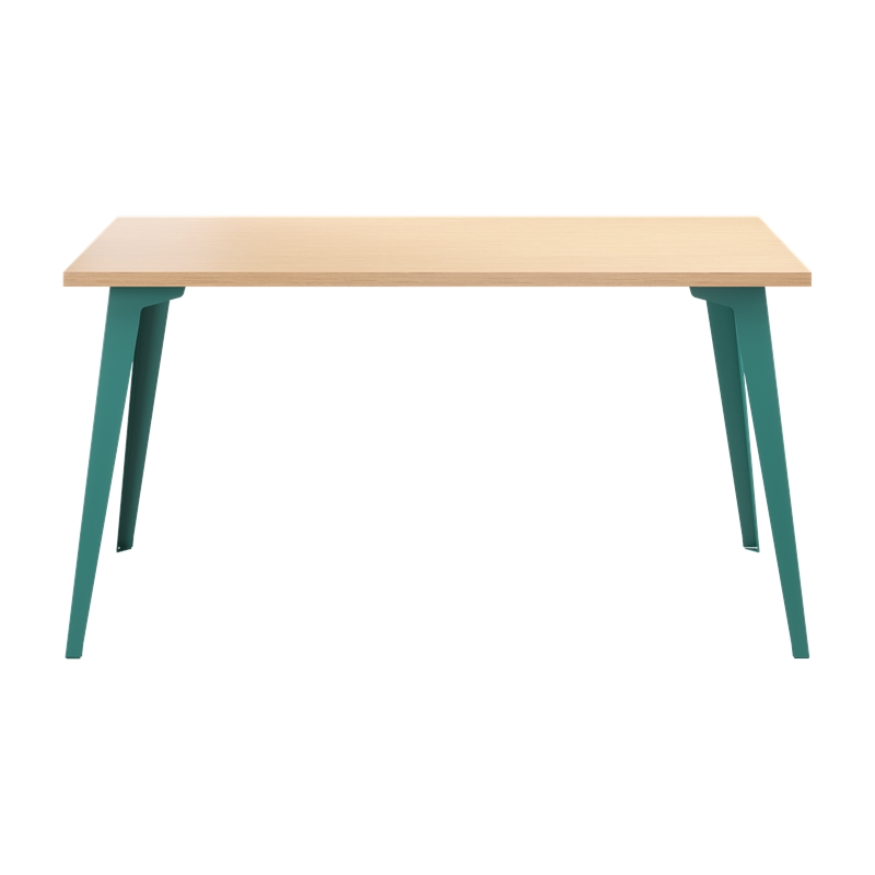 Orison 27x57 Mid Century Modern Metal Desk - Teal / Platinum Oak