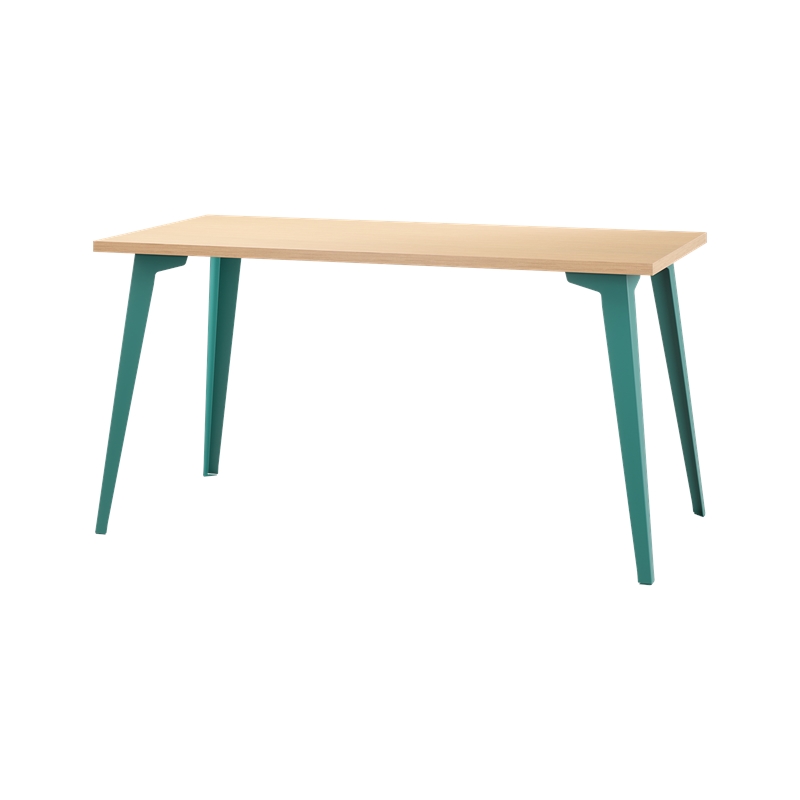 Orison 27x57 Mid Century Modern Metal Desk - Teal / Platinum Oak