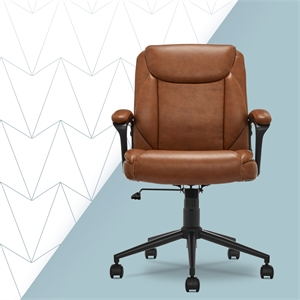Click365 Transform 1.0 Ergonomic Mid Back Desk Chair Bonded Leather Cognac