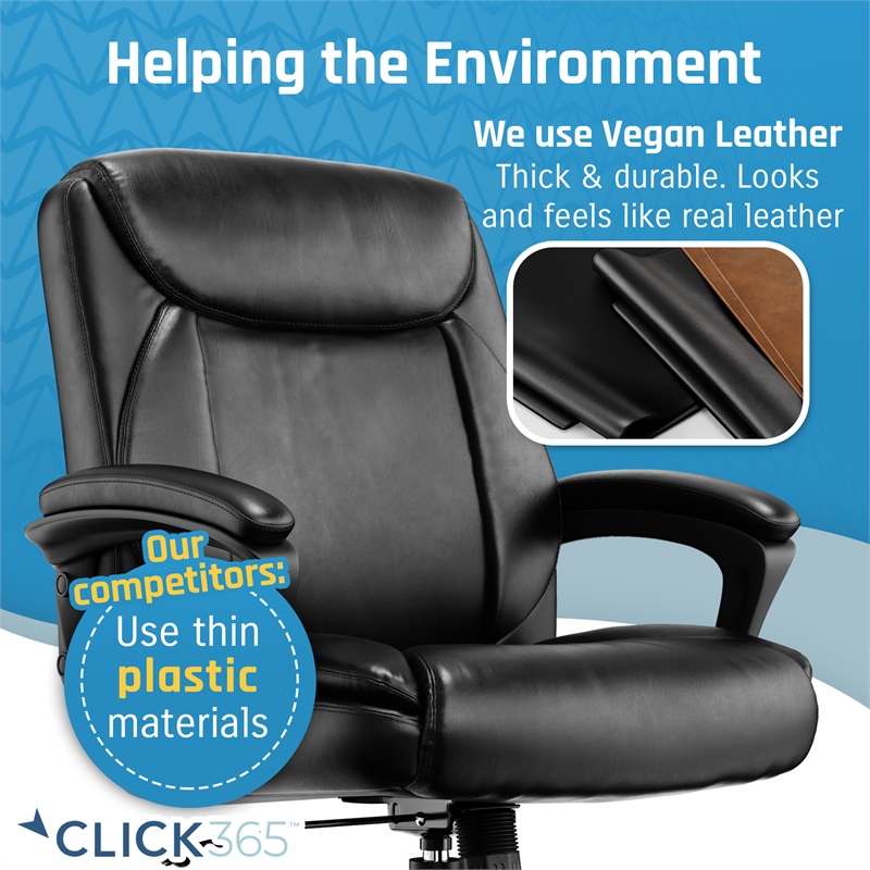 Click365 Transform 1.0 Ergonomic Mid Back Desk Chair Bonded Leather Black
