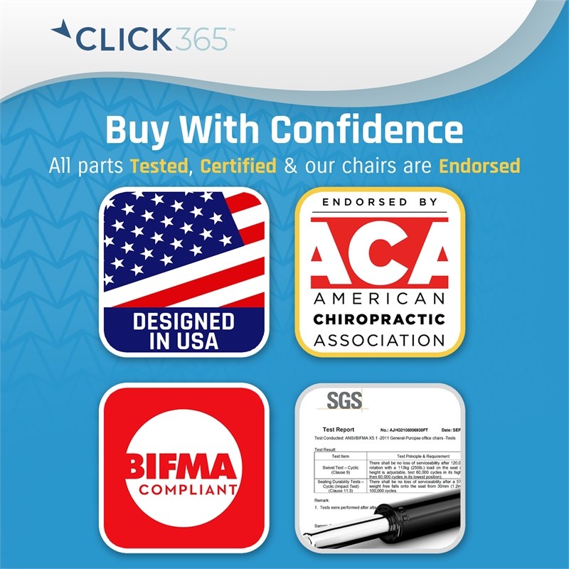 Click365 Transform 1.0 Ergonomic Mid Back Desk Chair Fabric Light Grey