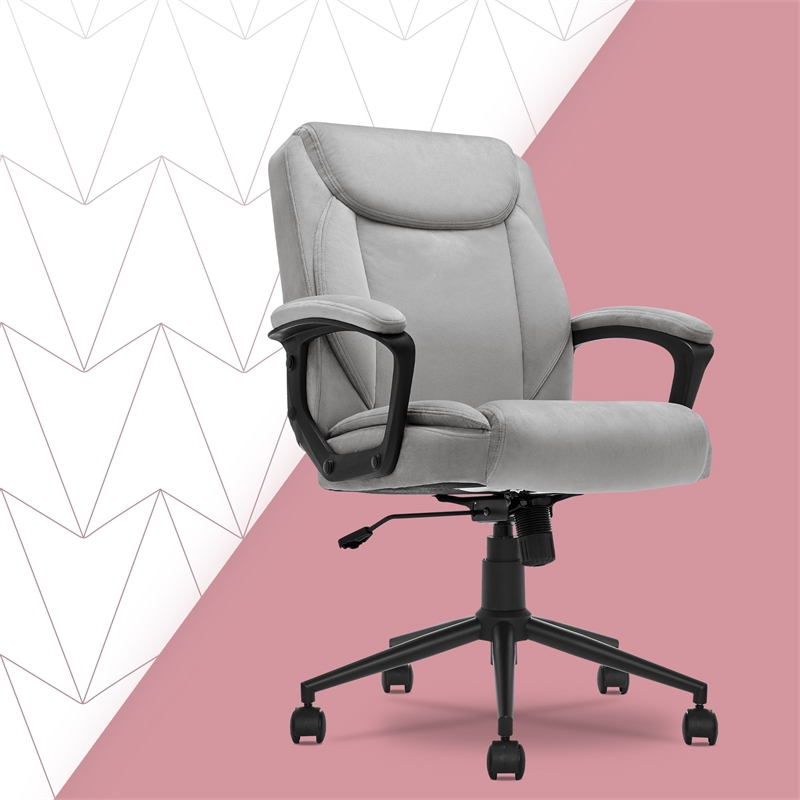 Click365 Transform 1.0 Ergonomic Mid Back Desk Chair Fabric Light Grey