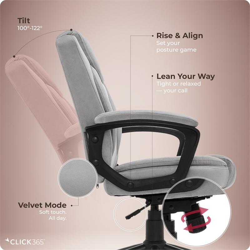 Click365 Transform 1.0 Ergonomic Mid Back Desk Chair Fabric Light Grey