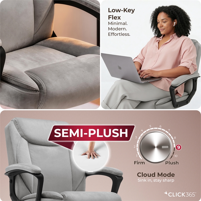 Click365 Transform 1.0 Ergonomic Mid Back Desk Chair Fabric Light Grey