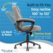 Click365 Transform 1.0 Ergonomic Mid Back Desk Chair Fabric Light Grey