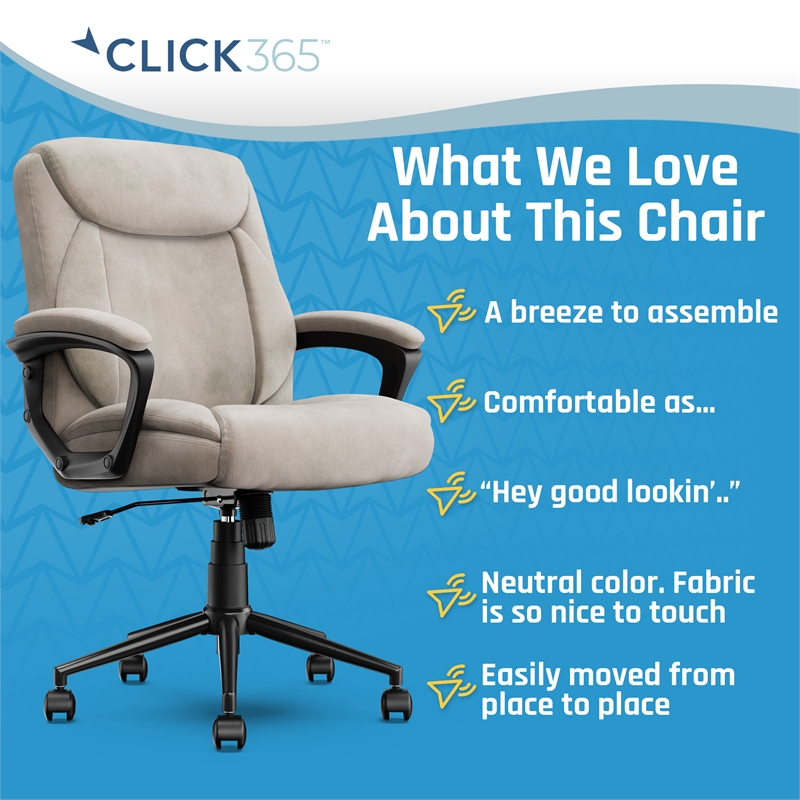 Click365 Transform 1.0 Ergonomic Mid Back Desk Chair Fabric Beige
