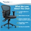 Click365 Flow Mid Back Mesh Office Chair Lumbar Support Extra Padded Seat Black