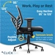 Click365 Flow Mid Back Mesh Office Chair Lumbar Support Extra Padded Seat Black
