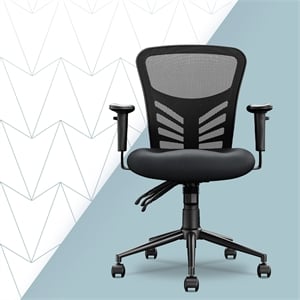Click365 Flow Mid Back Mesh Office Chair Lumbar Support Extra Padded Seat Black