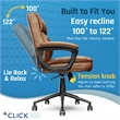 Click365 Transform 2.0 Ergonomic Mid Back Desk Chair Bonded Leather Cognac