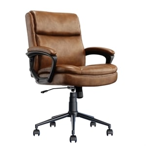 click365 transform 2.0 ergonomic mid back desk chair bonded leather cognac