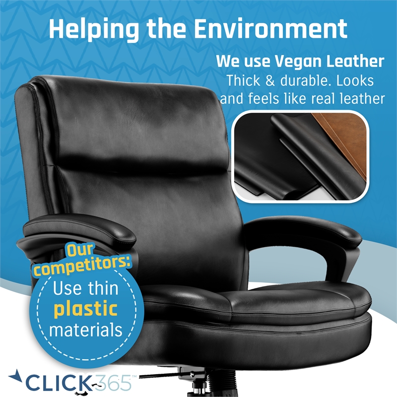 Click365 Transform 2.0 Ergonomic Mid Back Desk Chair Bonded Leather Black