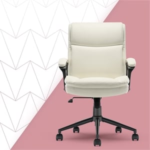 Click365 Transform 2.0 Ergonomic Mid Back Desk Chair Bonded Leather White