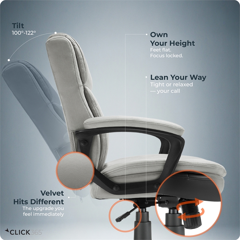 Click365 Transform 2.0 Ergonomic Mid Back Desk Chair Fabric Grey