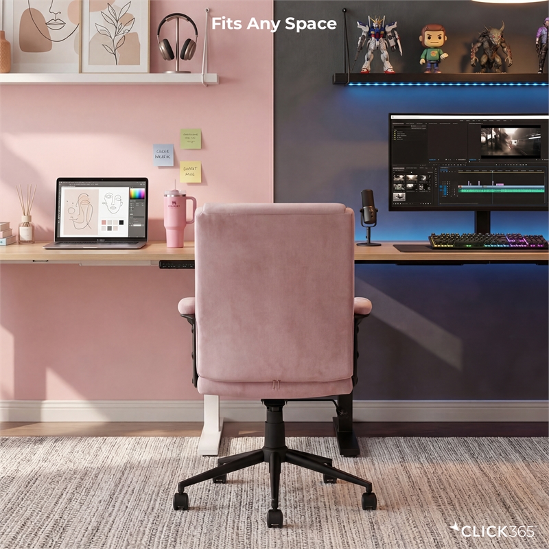 Click365 Transform 2.0 Ergonomic Mid Back Desk Chair Fabric Pink