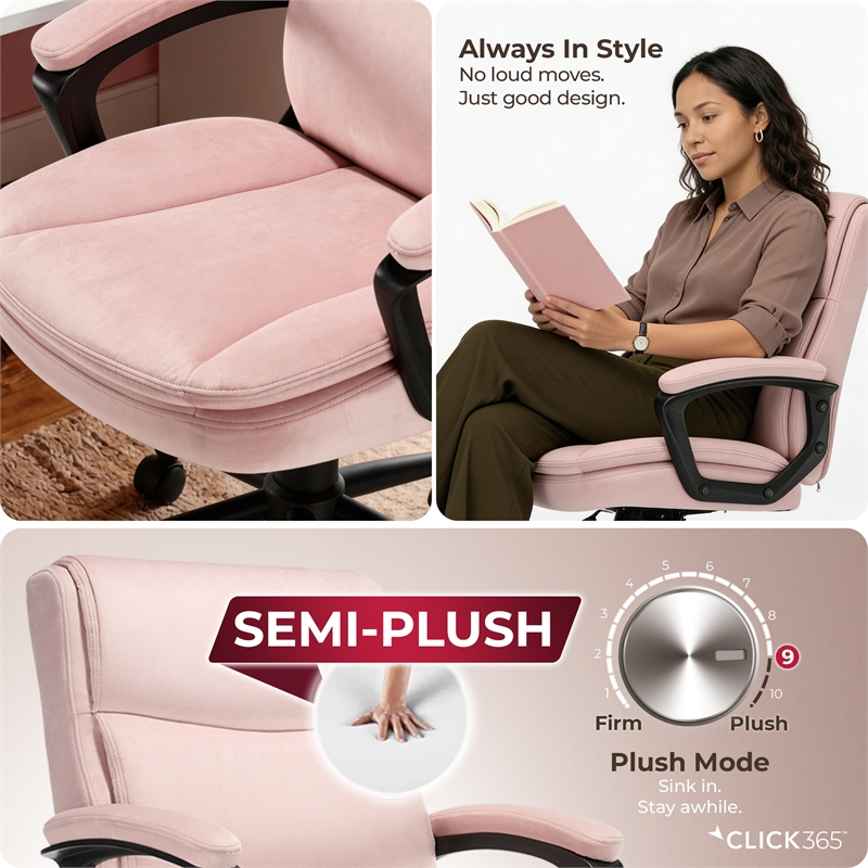 Click365 Transform 2.0 Ergonomic Mid Back Desk Chair Fabric Pink