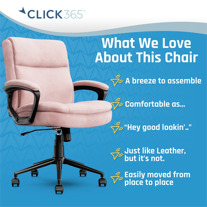 Click365 Transform 2.0 Ergonomic Mid Back Desk Chair Fabric Pink
