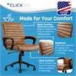 Click365 Transform 3.0 Ergonomic Mid Back Desk Chair Bonded Leather Cognac