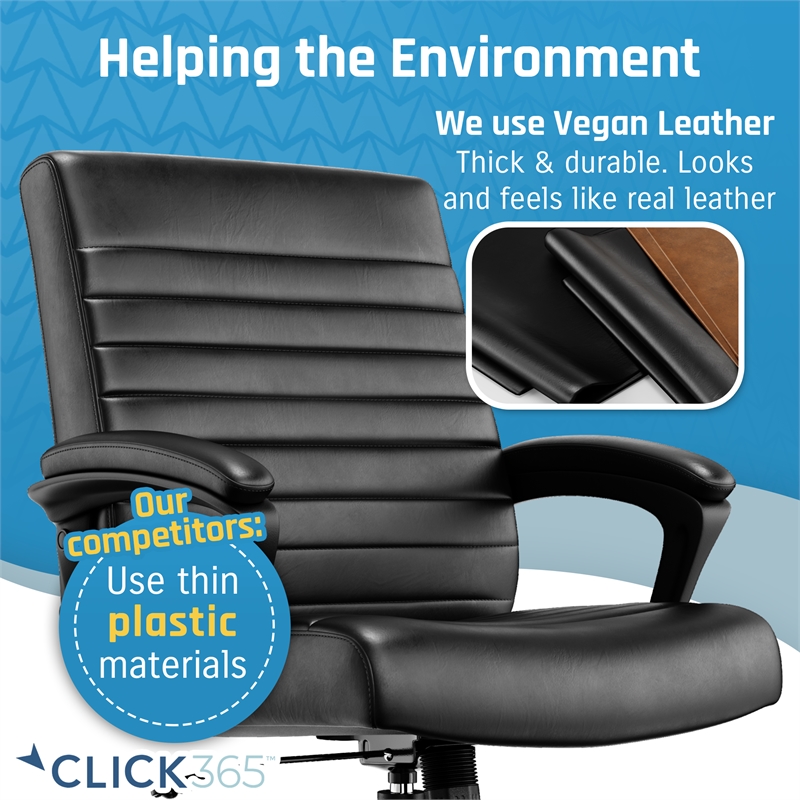 Click365 Transform 3.0 Ergonomic Mid Back Desk Chair Bonded Leather Black