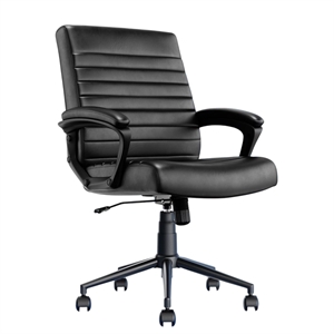 Click365 Transform 3.0 Ergonomic Mid Back Desk Chair Bonded Leather Black