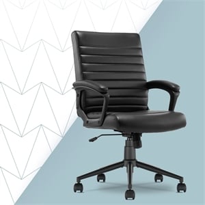 Click365 Transform 3.0 Ergonomic Mid Back Desk Chair Bonded Leather Black