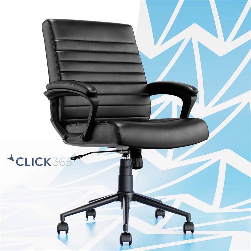Click365 Transform 3.0 Ergonomic Mid Back Desk Chair Bonded Leather Black