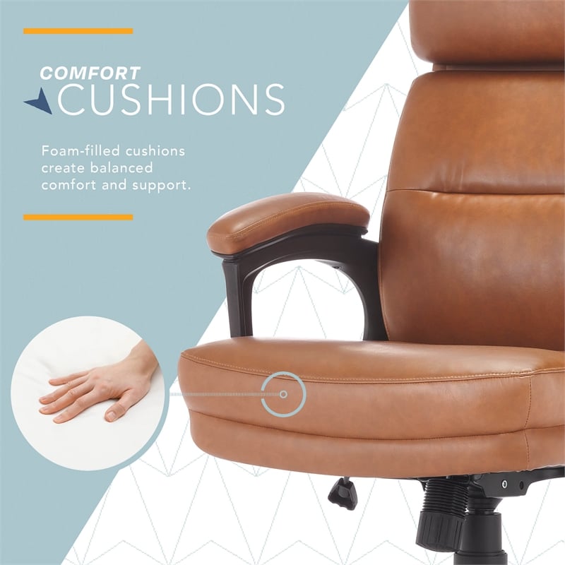 Click365 Classic Executive Office Chair Bonded Leather Cognac