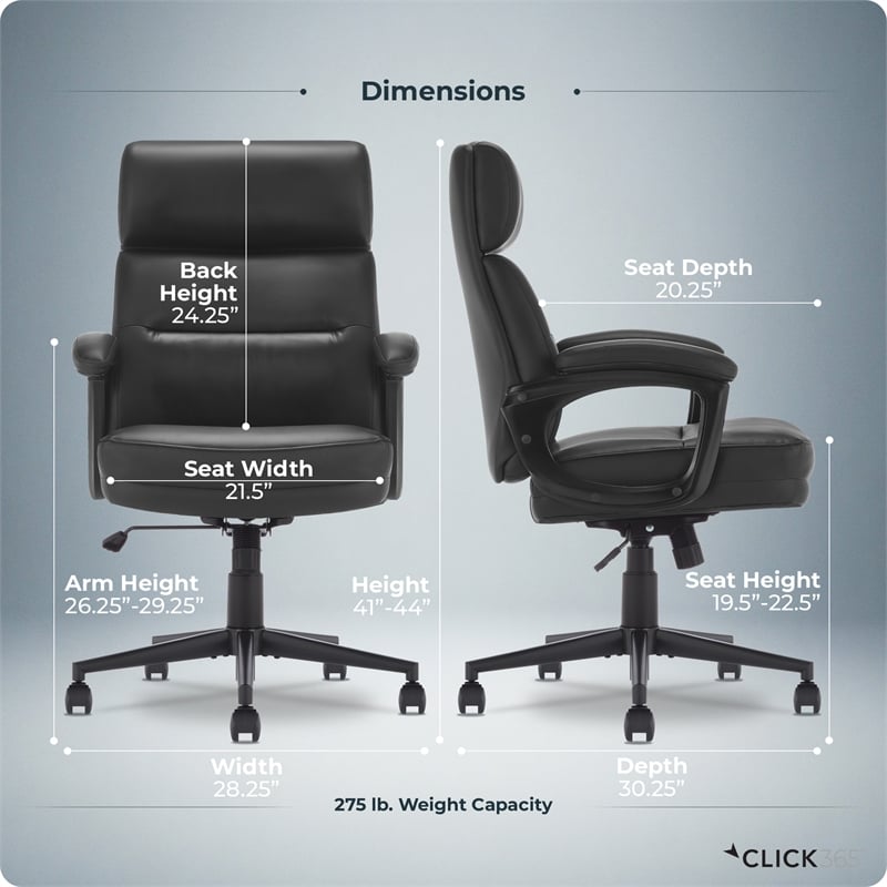 Click365 Classic Executive Office Chair Bonded Leather Black