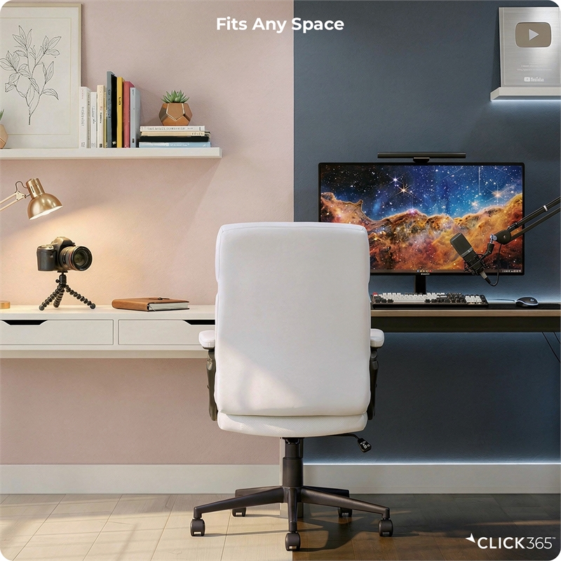 Click365 Classic Executive Office Chair Bonded Leather Light Gray