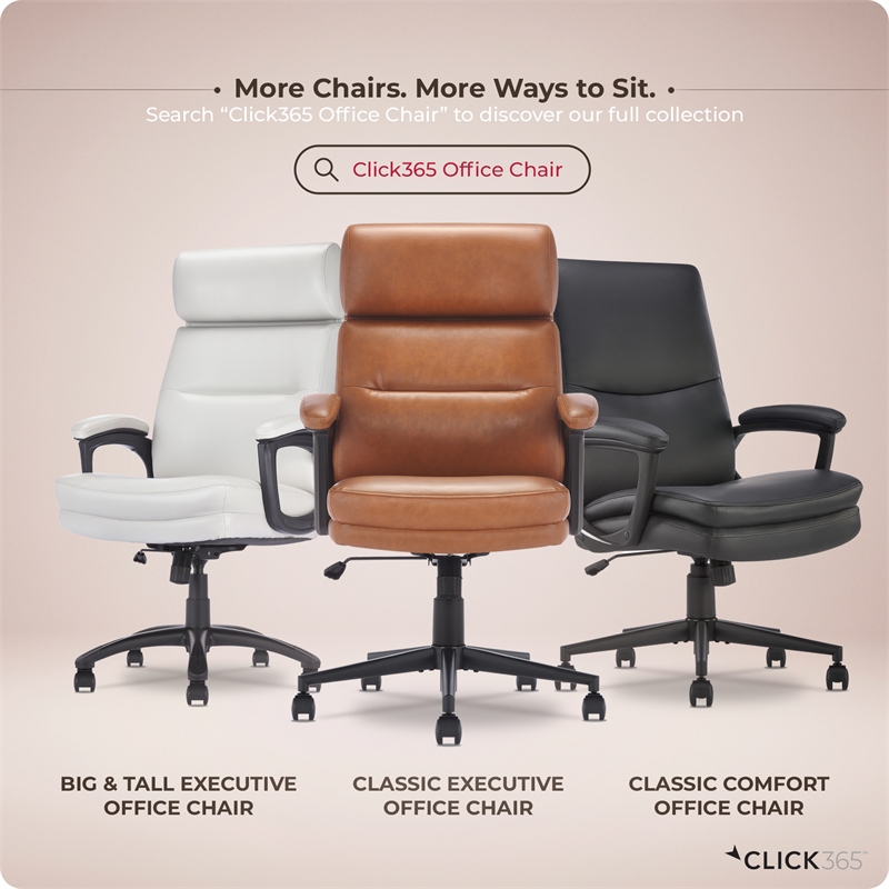 Click365 Classic Executive Office Chair Bonded Leather Light Gray
